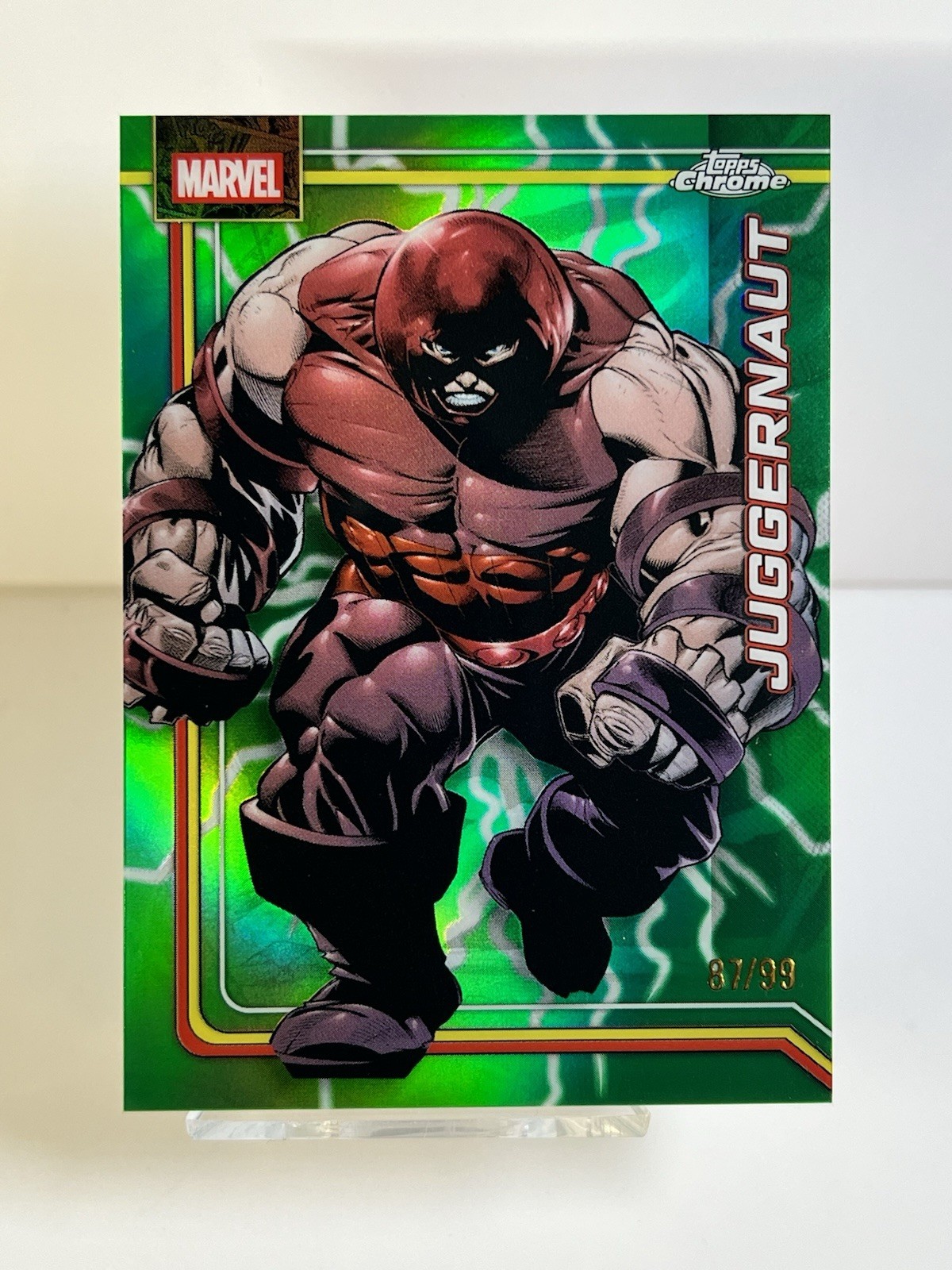 2026 Topps Chrome Marvel Comics Juggernaut Storm's Green Lightning Refractor /99