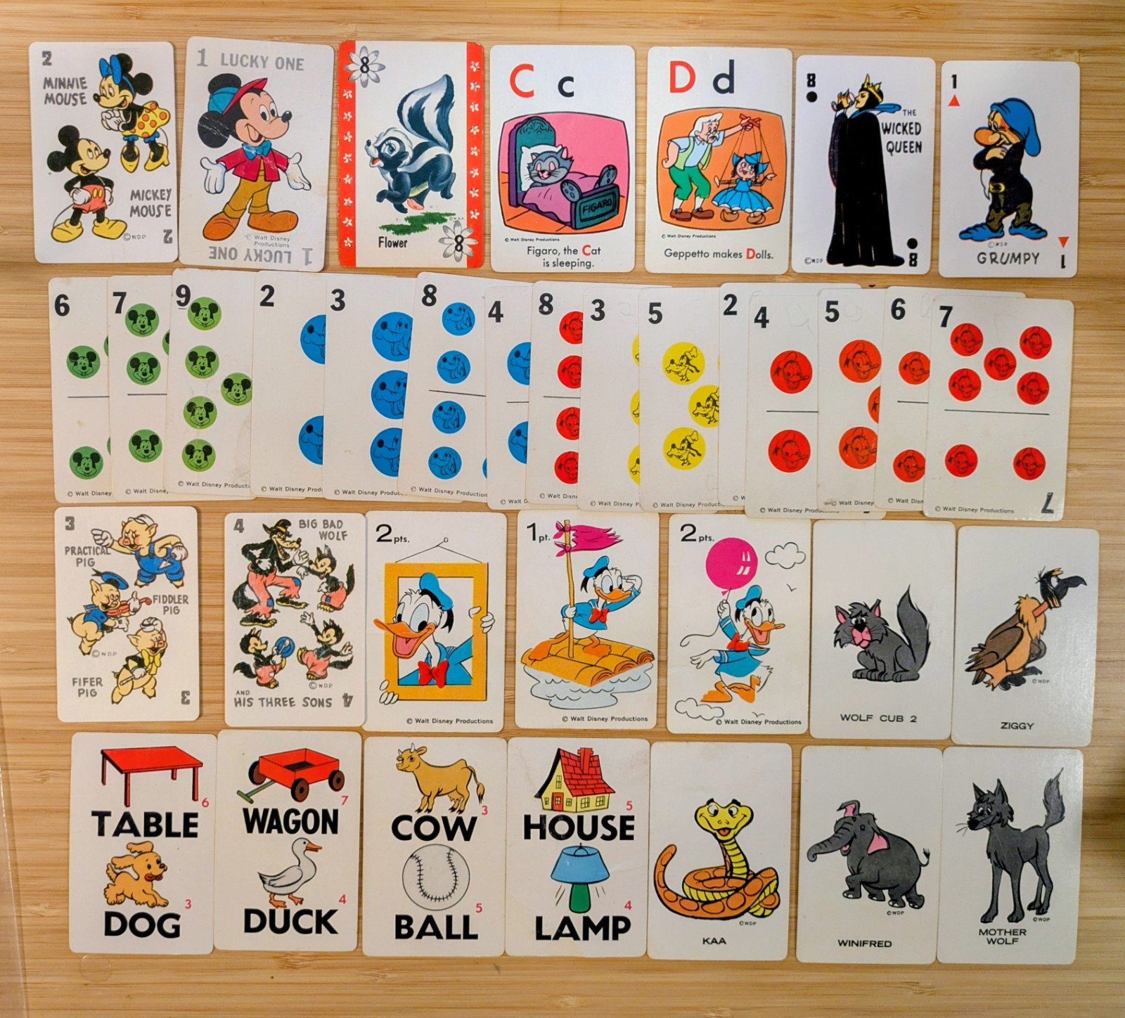 Disney 36 Random Vintage Game Cards - Low Grade. Mickey Mouse Donald Duck