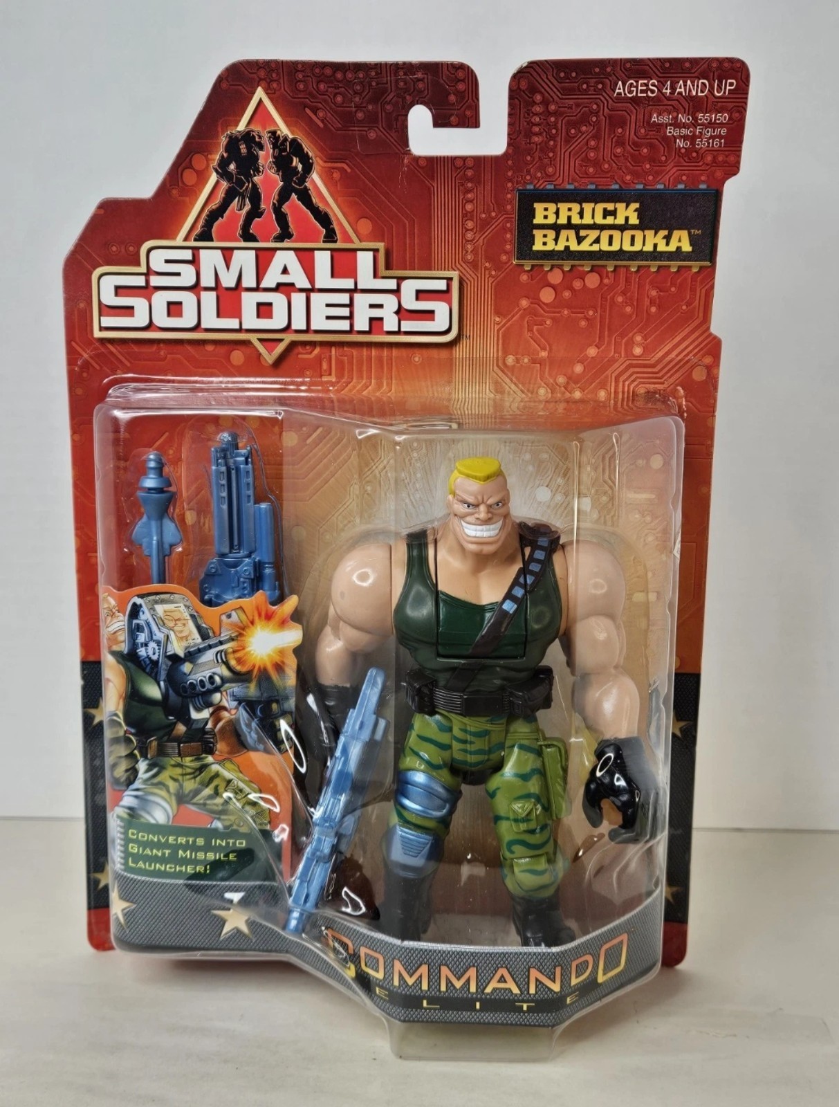 Figurina Vintage 1998 Small Soldiers Commando Elite BRICK BAZOOKA NUOVA SIGILLATA MOC