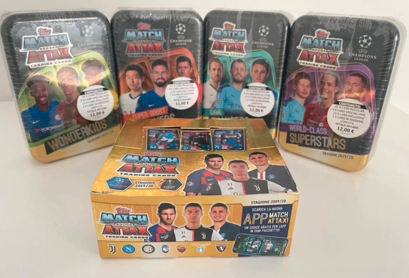 Lote 4 latas + 1 caja Match Attax UCL 2019-20