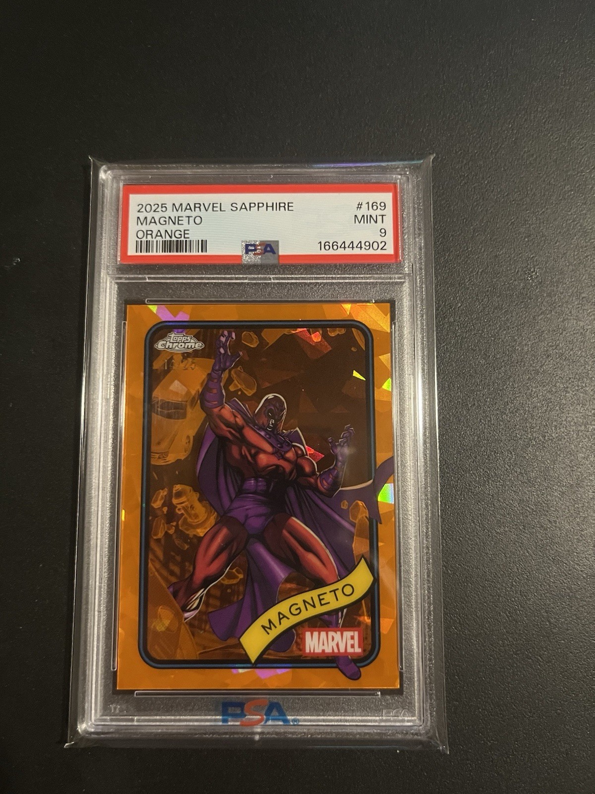 2025 Topps Chrome Marvel Magneto #169 Orange Refractor /25 PSA 9