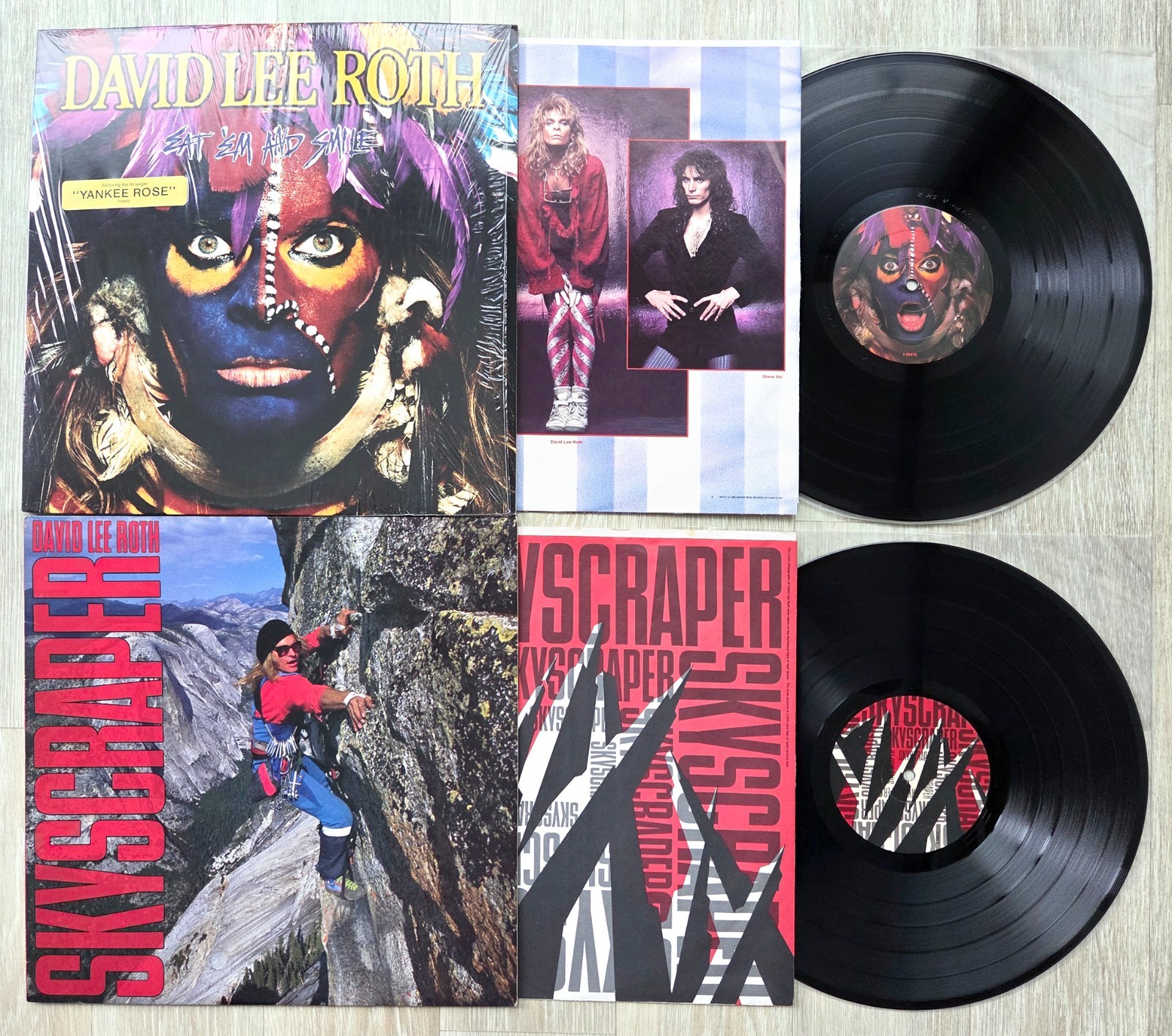 David Lee Roth Lot of 2 LP Eat 'Em And Smile Skyscraper US 1st Press Steve Vai