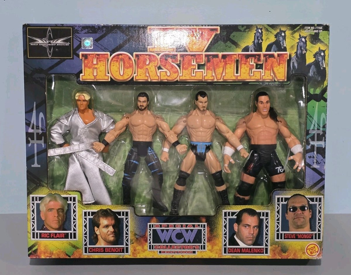 WCW IV Cavalieri Confezione da 4 Ric Flair, Chris Benoit, Dean Malenko & Mongo Raro Nuovo 