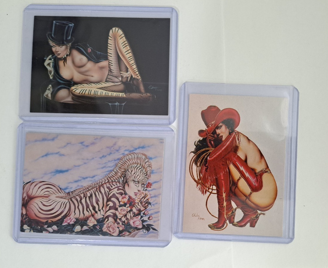Lot of 3 1992 Olivia Comic Images Cards Cowgirl, Zebra Lady, Piano Lady