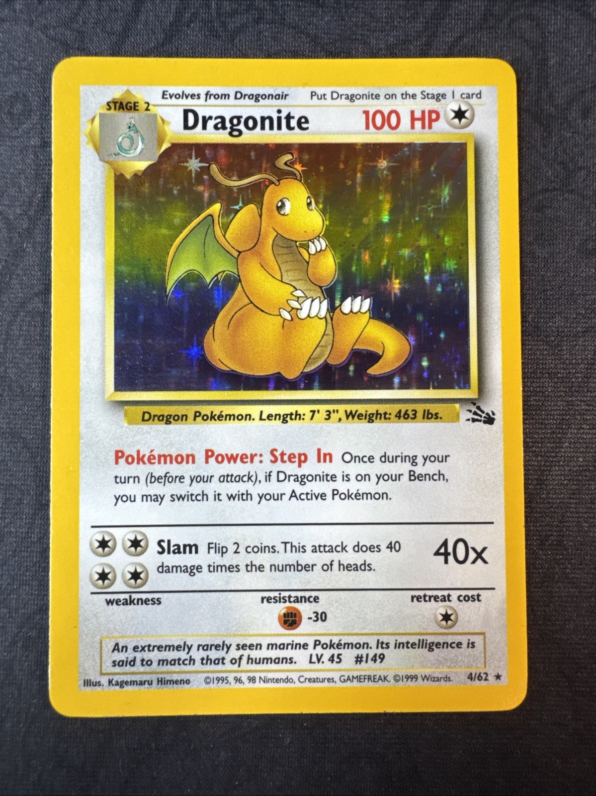 Dragonite 4/62 Fossil Holo Pokemon