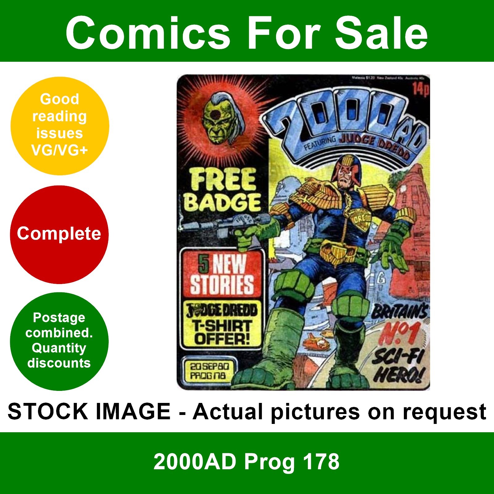 2000AD prog #178 comic - VG/VG+ - 1st Mean Arena - 20 Sep 1980