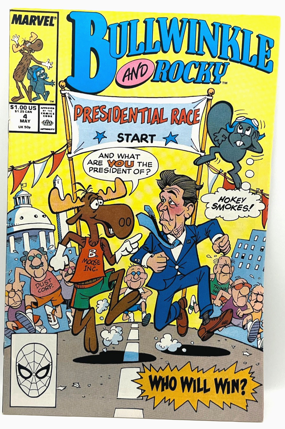 Bullwinkle and Rocky Marvel, 1988 #4 MAGGIO fumetto corsa presidenziale con borsa e tavola