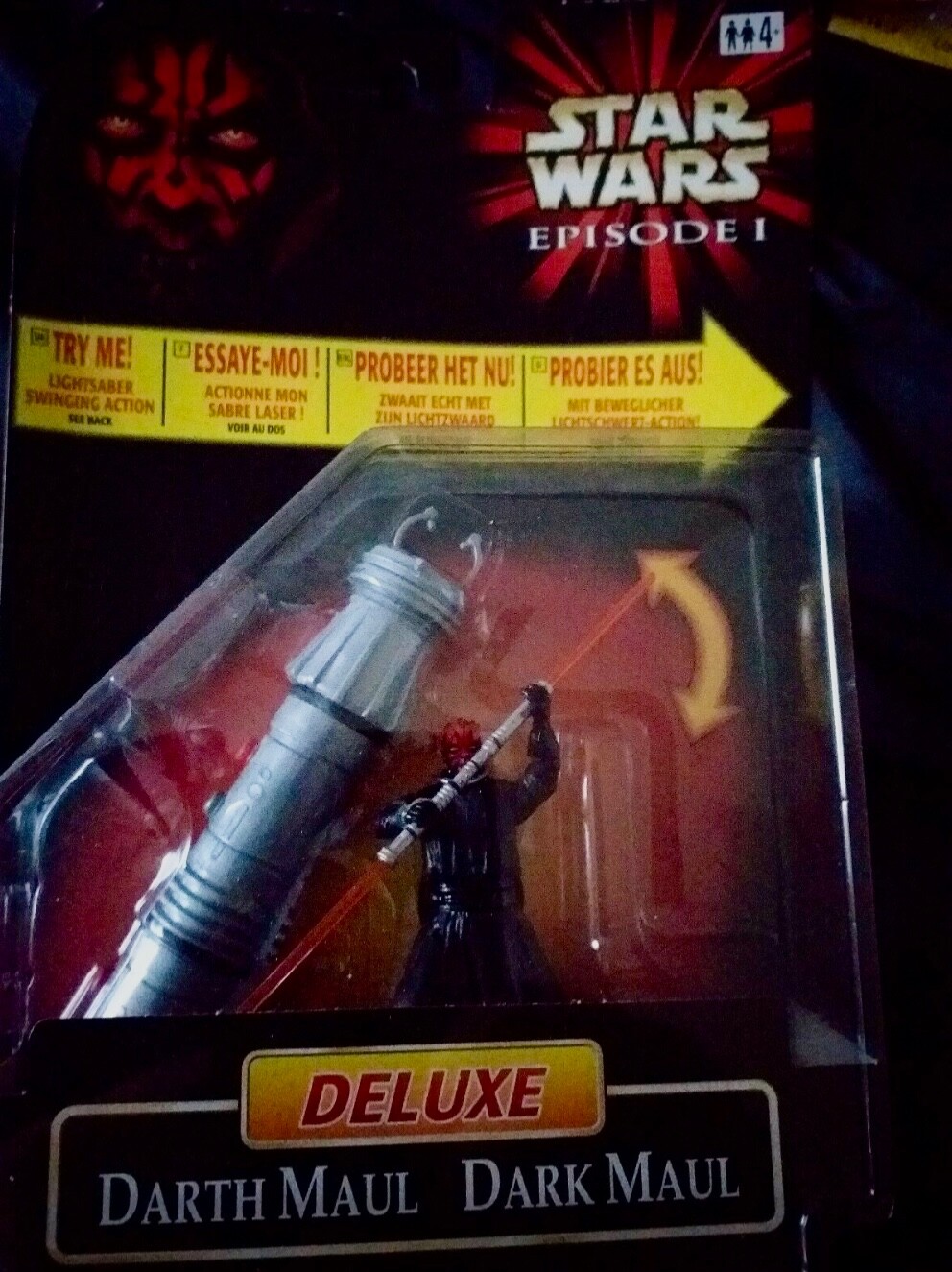 STAR WARS Episode 1 Deluxe Darth Maul with Lightsaber Swinging Action Figure NEW