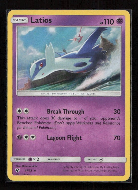 Latios 41/73 Raro Shining Legends Pokemon Reverse Holo quasi nuovo