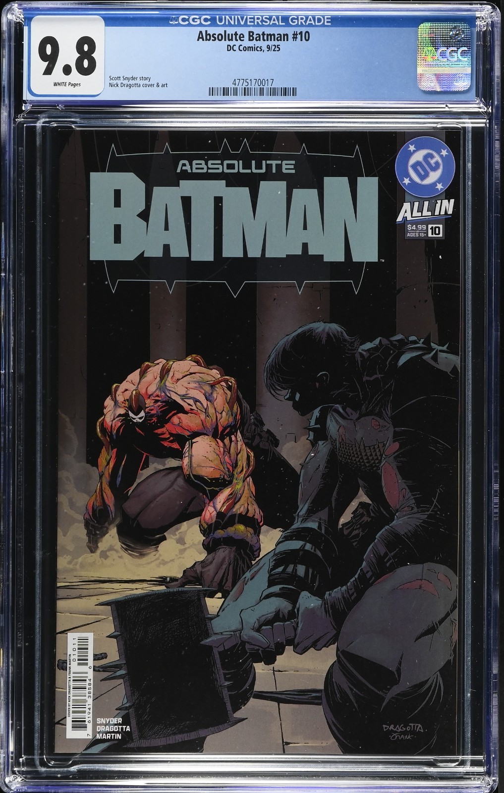 Absolute Batman #10 Nick Dragotta copertina una prima stampa CGC 9.8