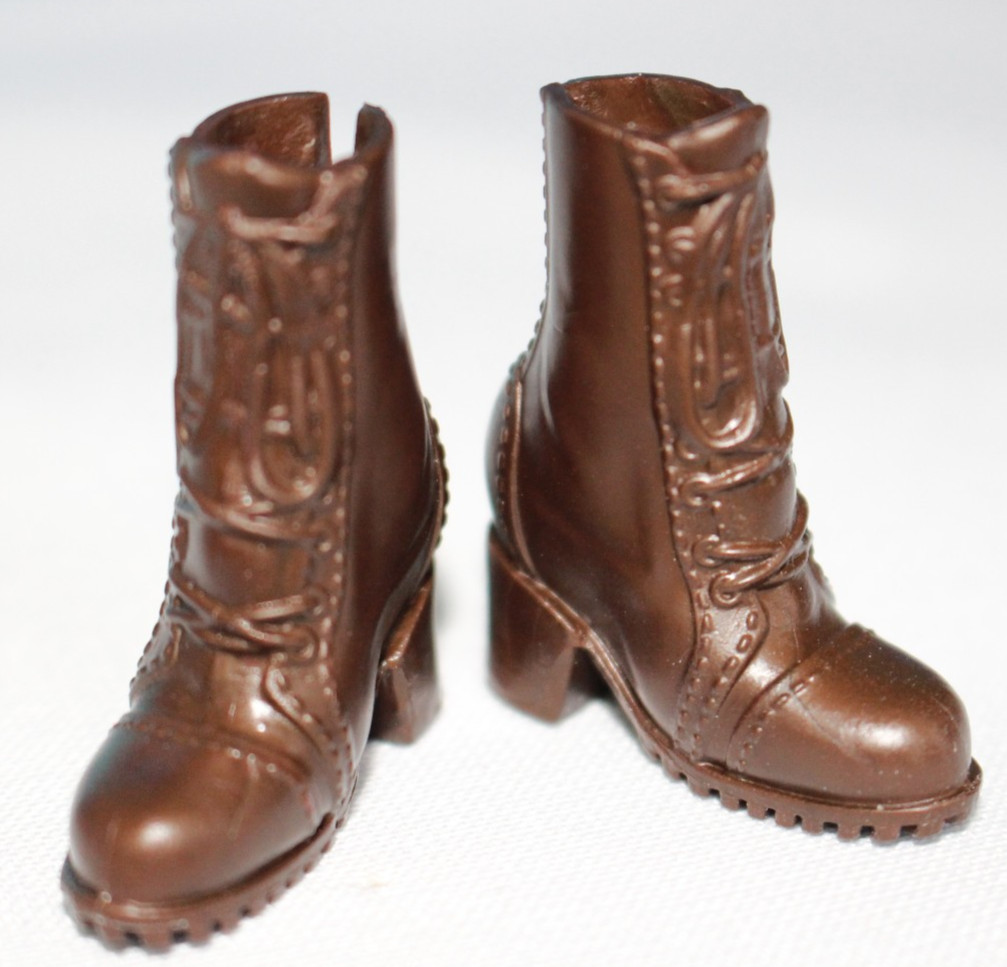 Barbie Marrone Grannie Stivali Stile Escursionismo Scarpe Finte Allacciate Calzature Storiche