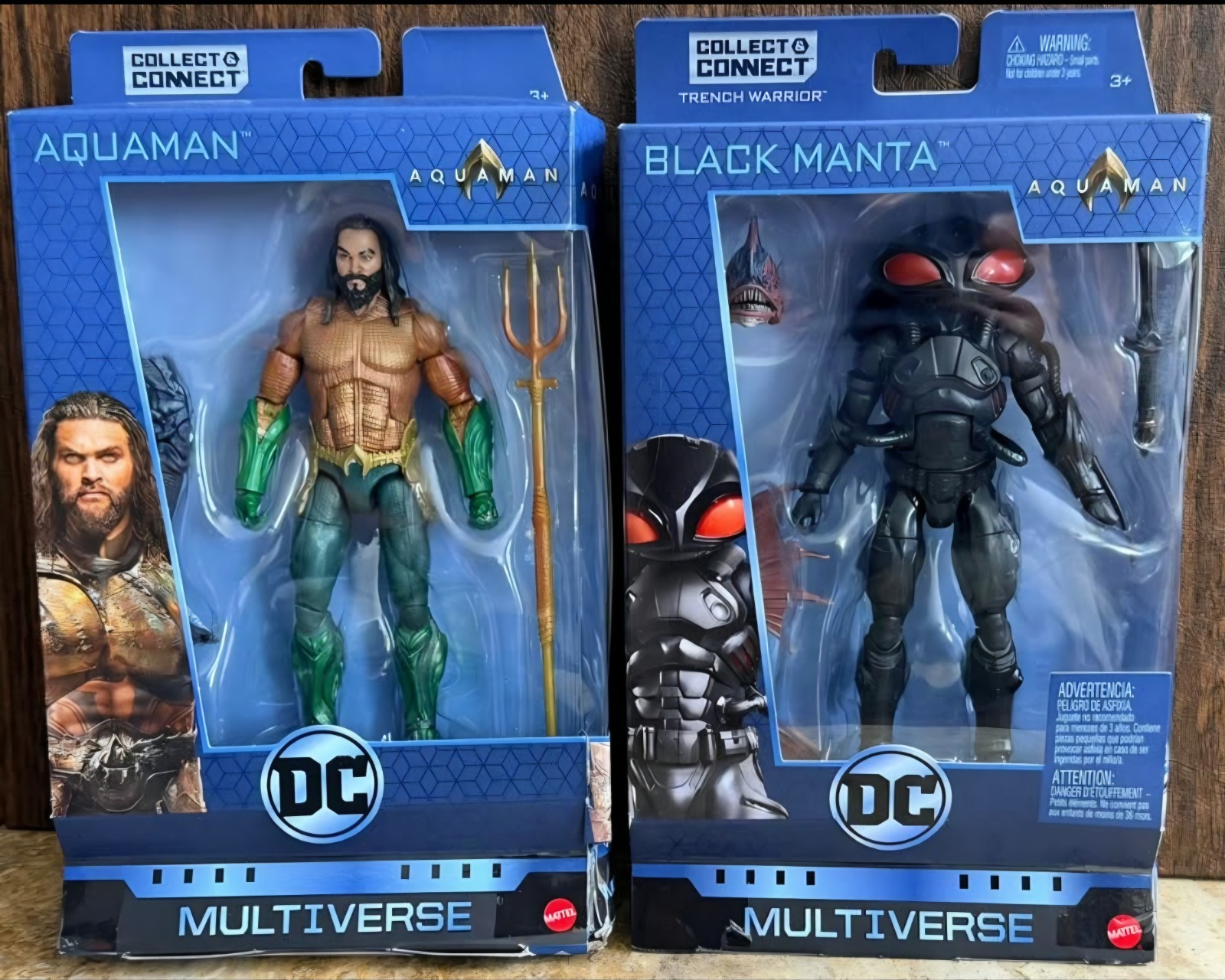 Action figure Mattel DC Multiverse Aquaman & Black Manta nuove con scatola Collect & Connect