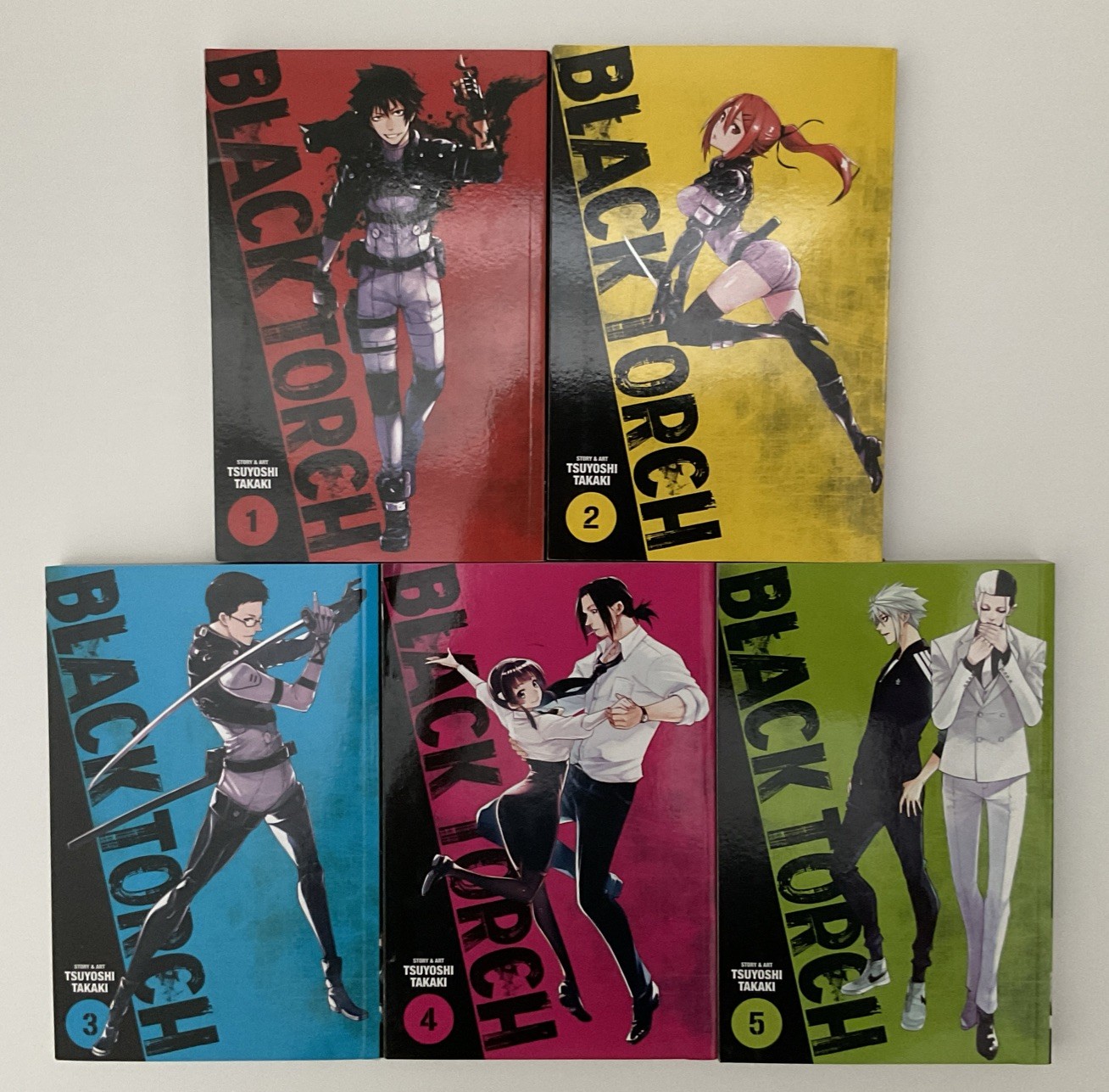 Black Torch Manga Vol 1-5 Inglese COMPLETO Set 1° Stampa Tsuyoshi Takaki Ottime Condizioni