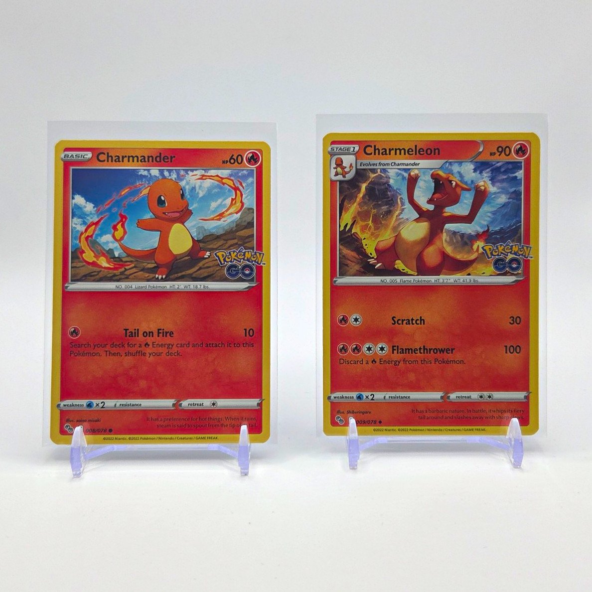 Carte Pokémon GO set di 2 Charmander 008/078 Charmeleon 009/078 inglese