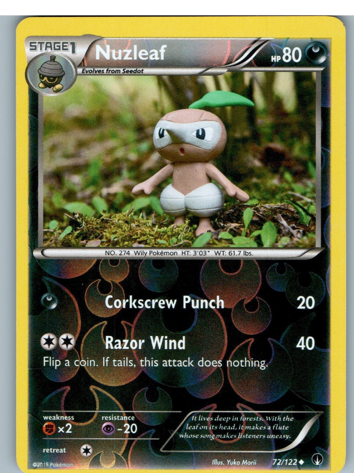 Nuzleaf 72/122 Pokemon punto di rottura non comune leggermente giocato