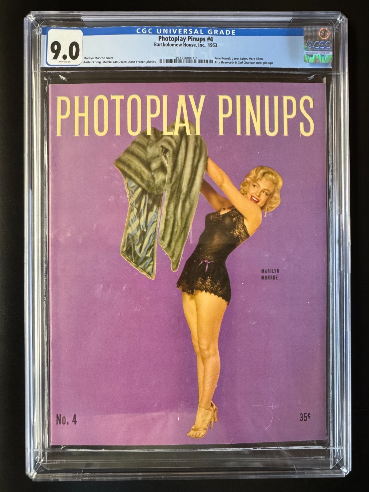 PHOTOPLAY PINUPS #4 CGC 9.0 Marilyn Monroe copertina/RARO/BIANCO PGS/registro Excel