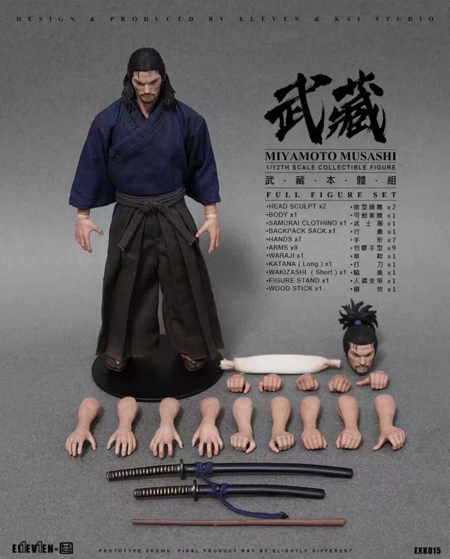 Set completo di figure 1/12 Eleven Kai Studio Miyamoto Musashi Vagabond Samurai EXK015