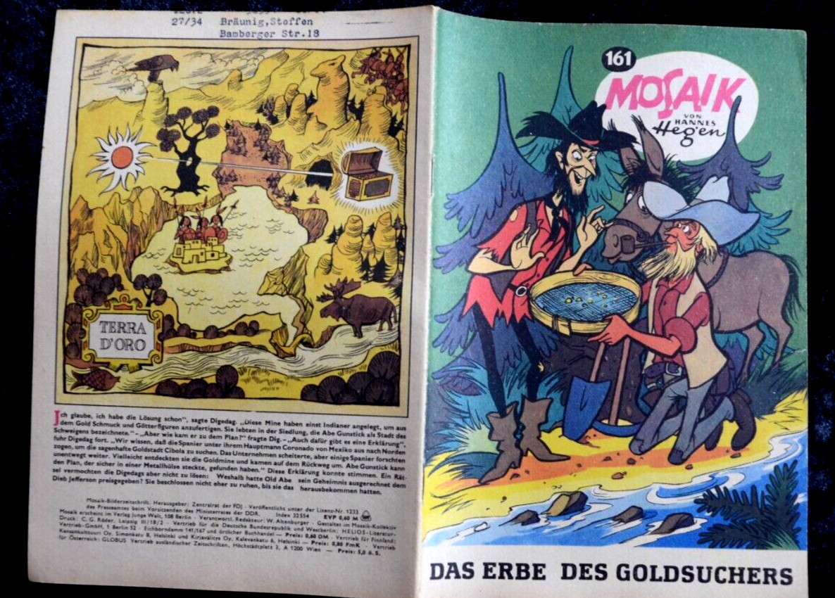 Originale MOSAIK Hannes Hegen Nr. 161 L'Eredità Dei Cercatori D'Oro DDR