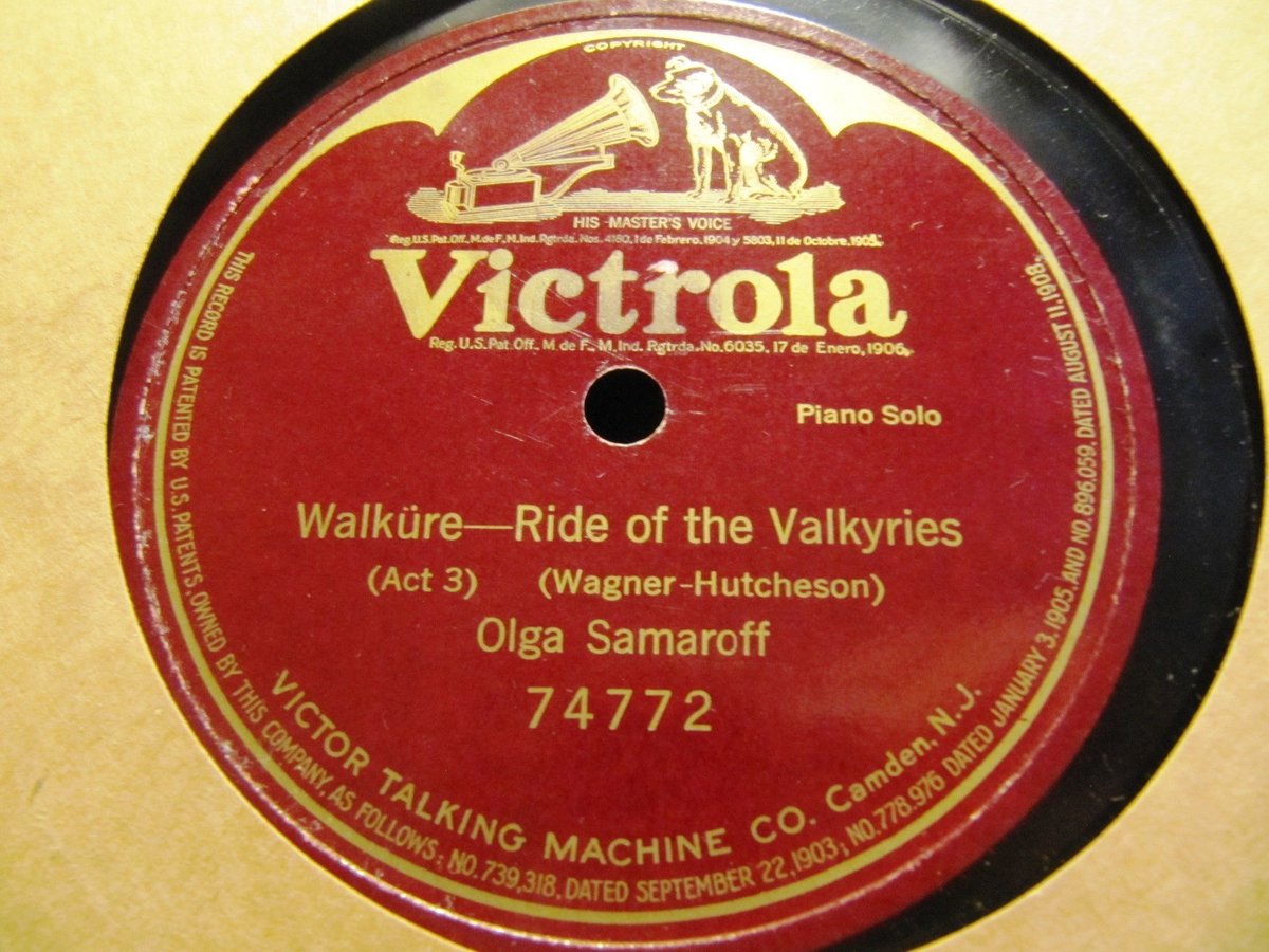 Only REC' HUTCHESON RIDE OF THE VALKYRIES 1922 Olga Samaroff Piano Victor 74772