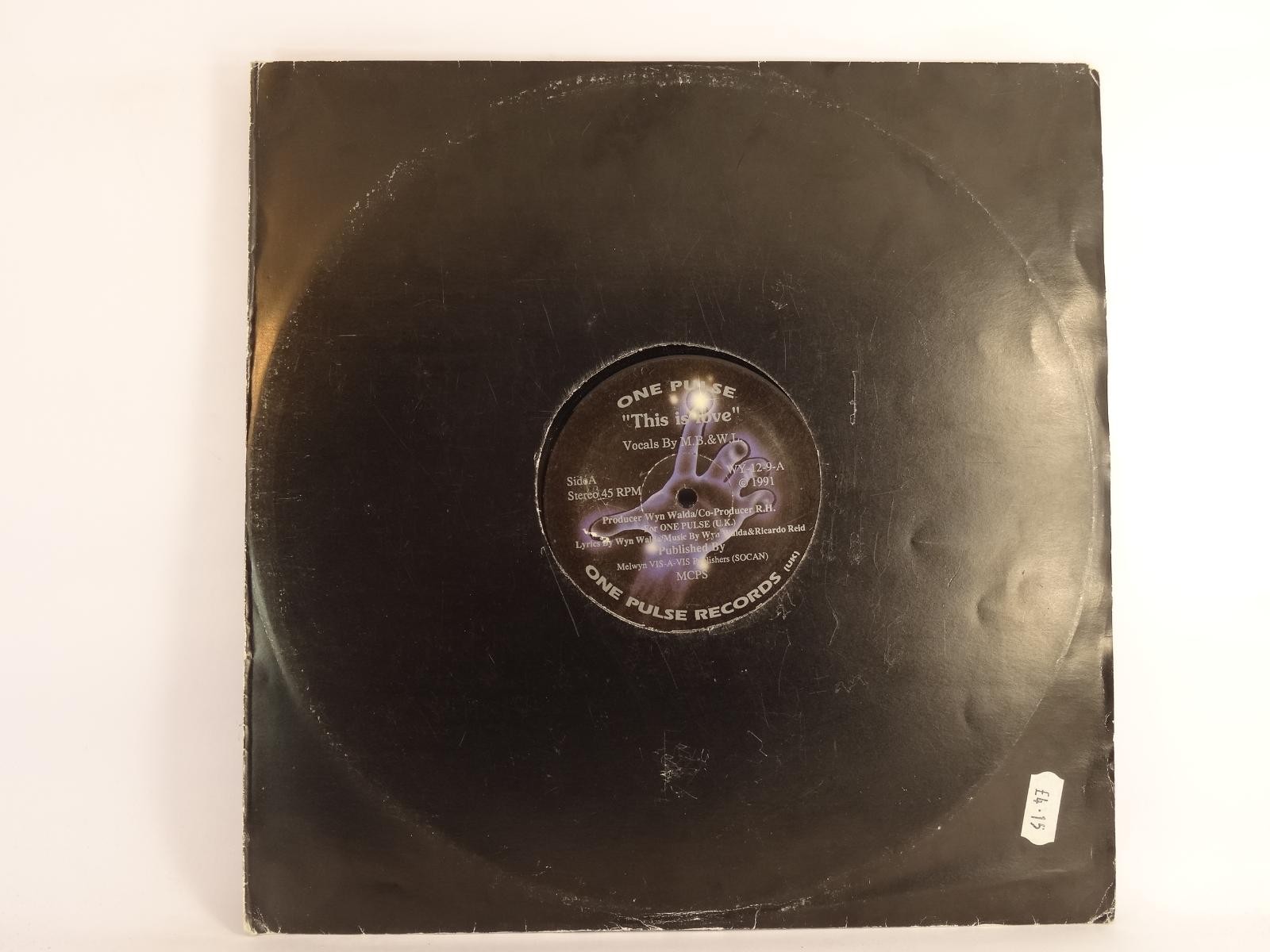 ONE PULSE THIS IS LOVE (79) 2 Track 12" Single including Company Sleeve ONE PULS