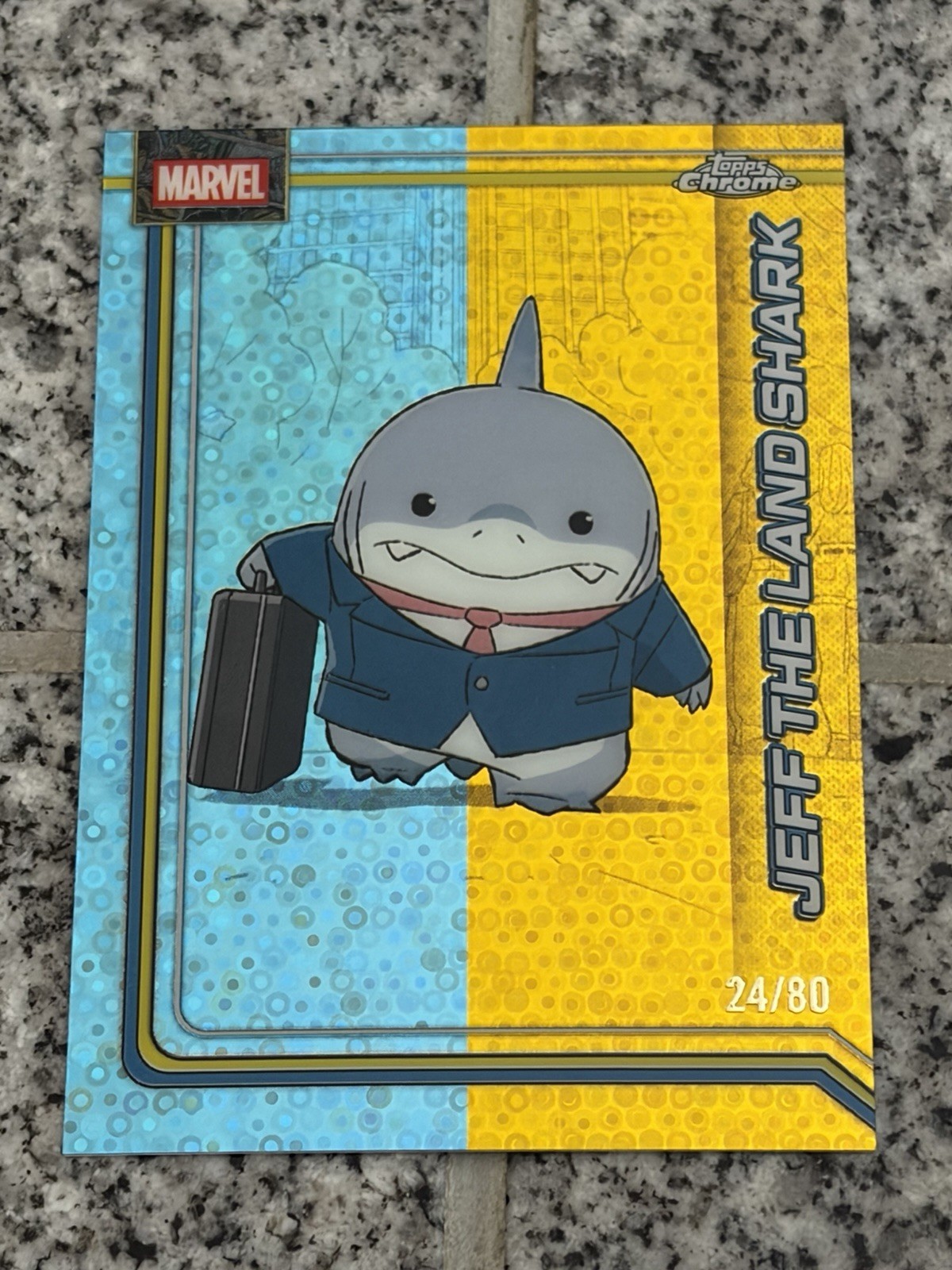 2026 Topps Chrome Marvel Jeff the Land Shark Dazzler's Silver Rhythm (#060) /80