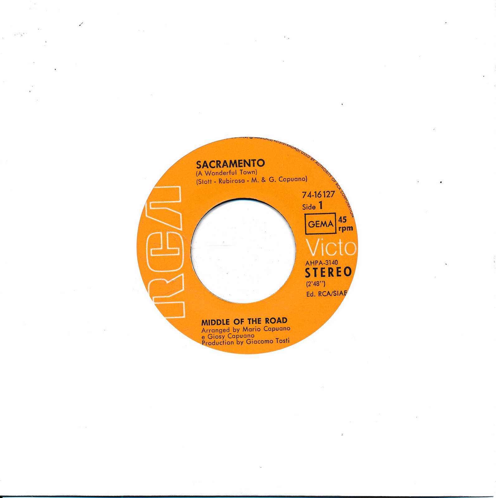 Sacramento - Middle Of The Road - LC Single 7" Vinyl 177/01