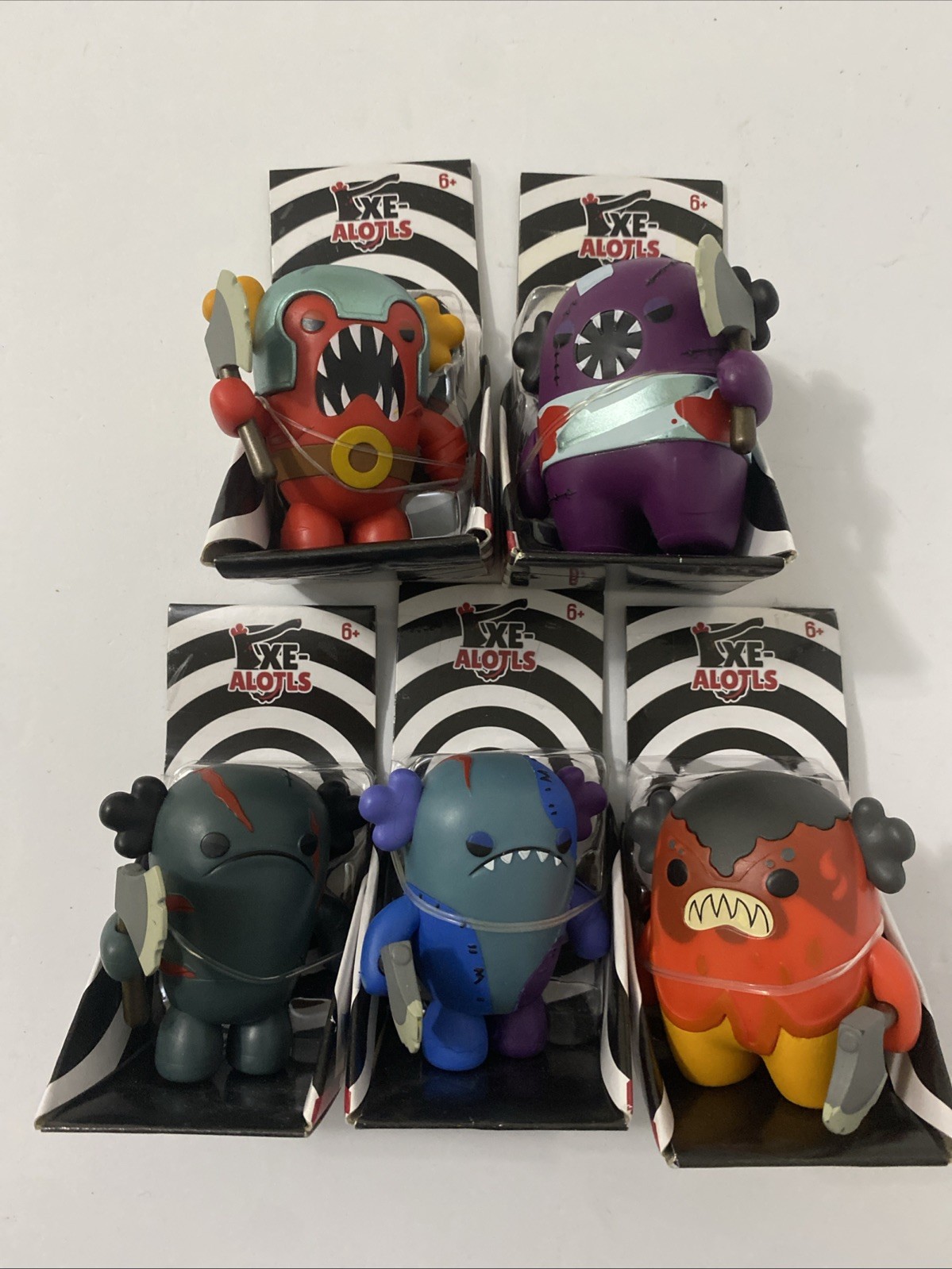 Set Of 5- NEW AXE-ALOTLS Series 1 Axealotls 2" Figures Holding Axes