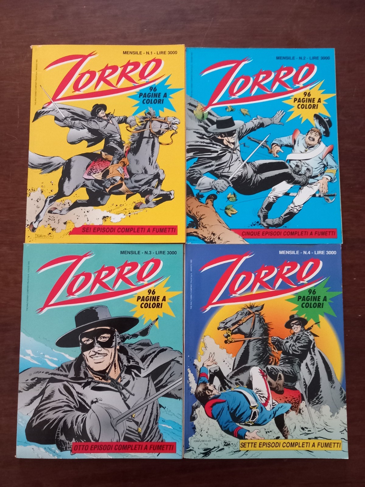 B6370 ZORRO N°1-2-3-4 1993 WALT DISNEY COMPLETA OTTIMI