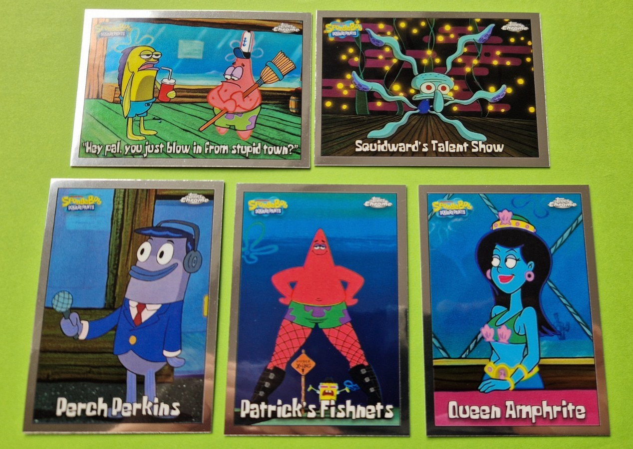 Topps Chrome SpongeBob SquarePants bundle X5 cards - #183, 184, 186, 191, 198