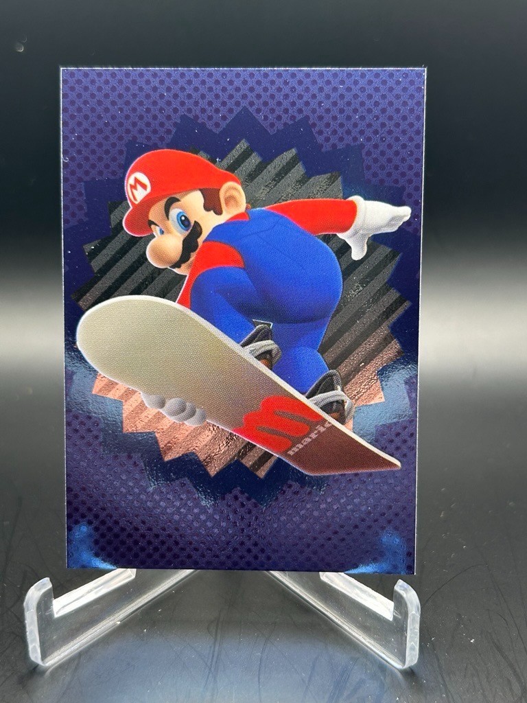 2022 Panini Super Mario - #216 Mario Sport Card Snowboarding Blue Foil