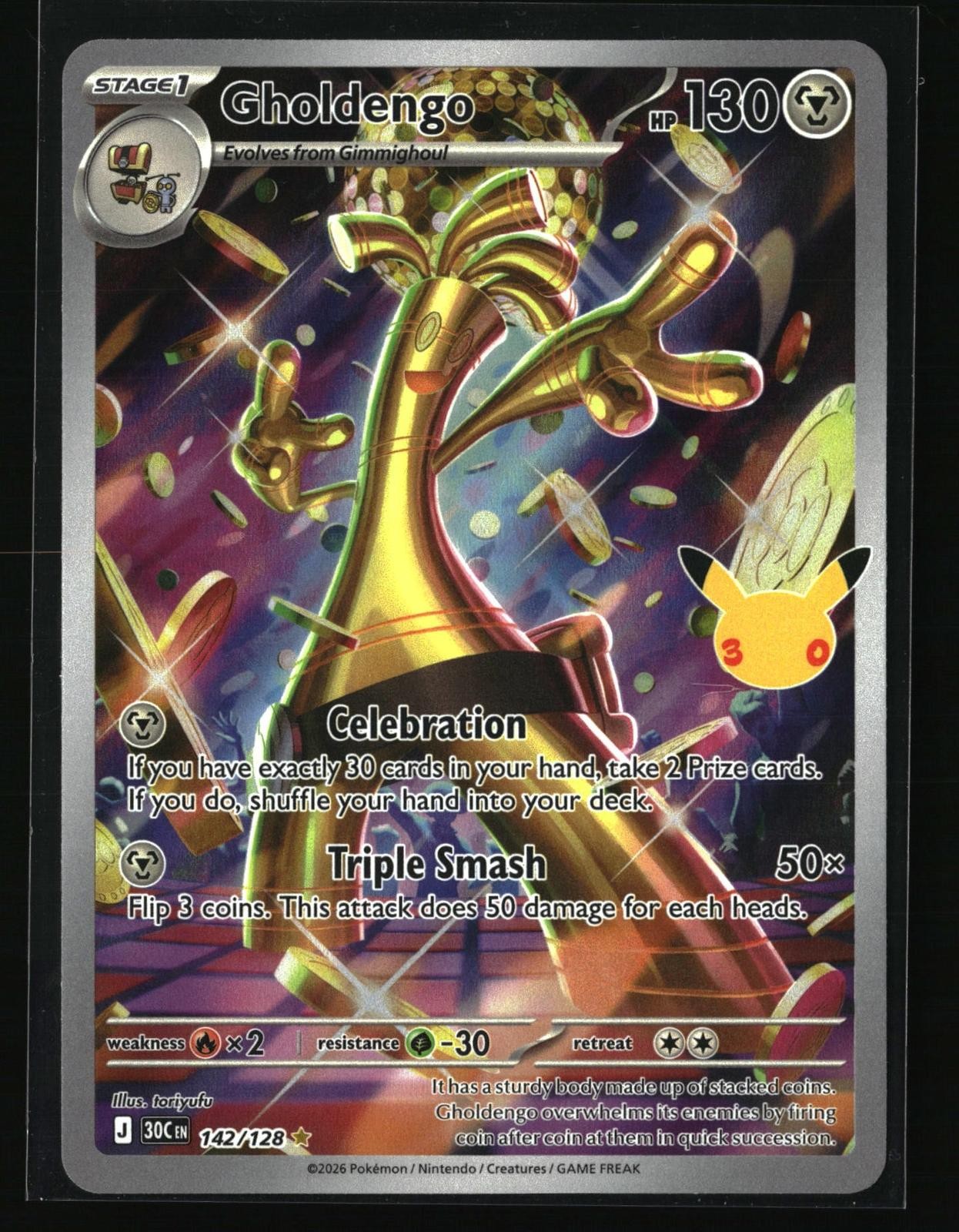Gholdengo #142/128 ME: 30° Celebrazione Holo 2026