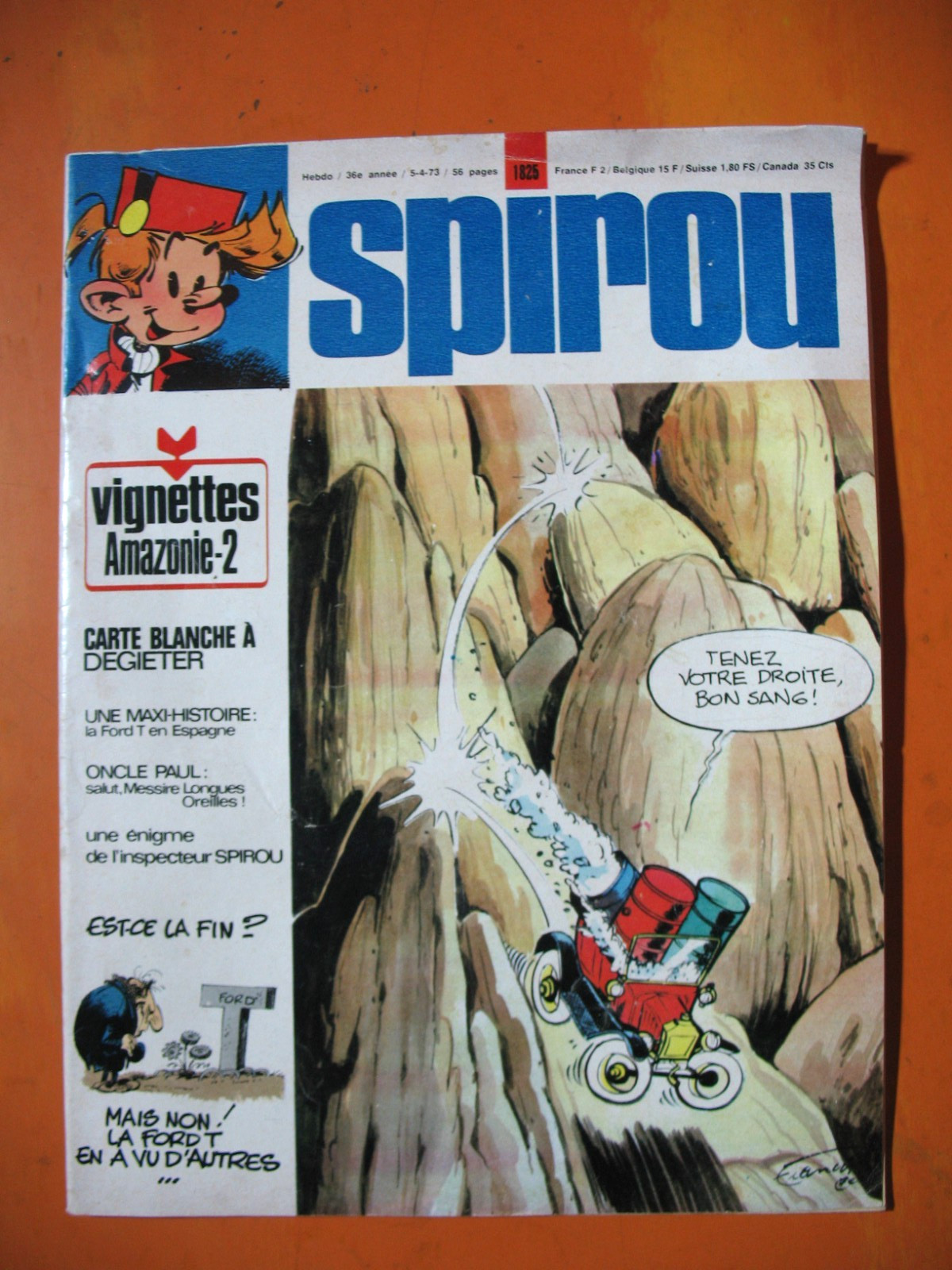 SPIROU Magazine N° 1825 du 05/04/1973- Carte blanche à Degieter