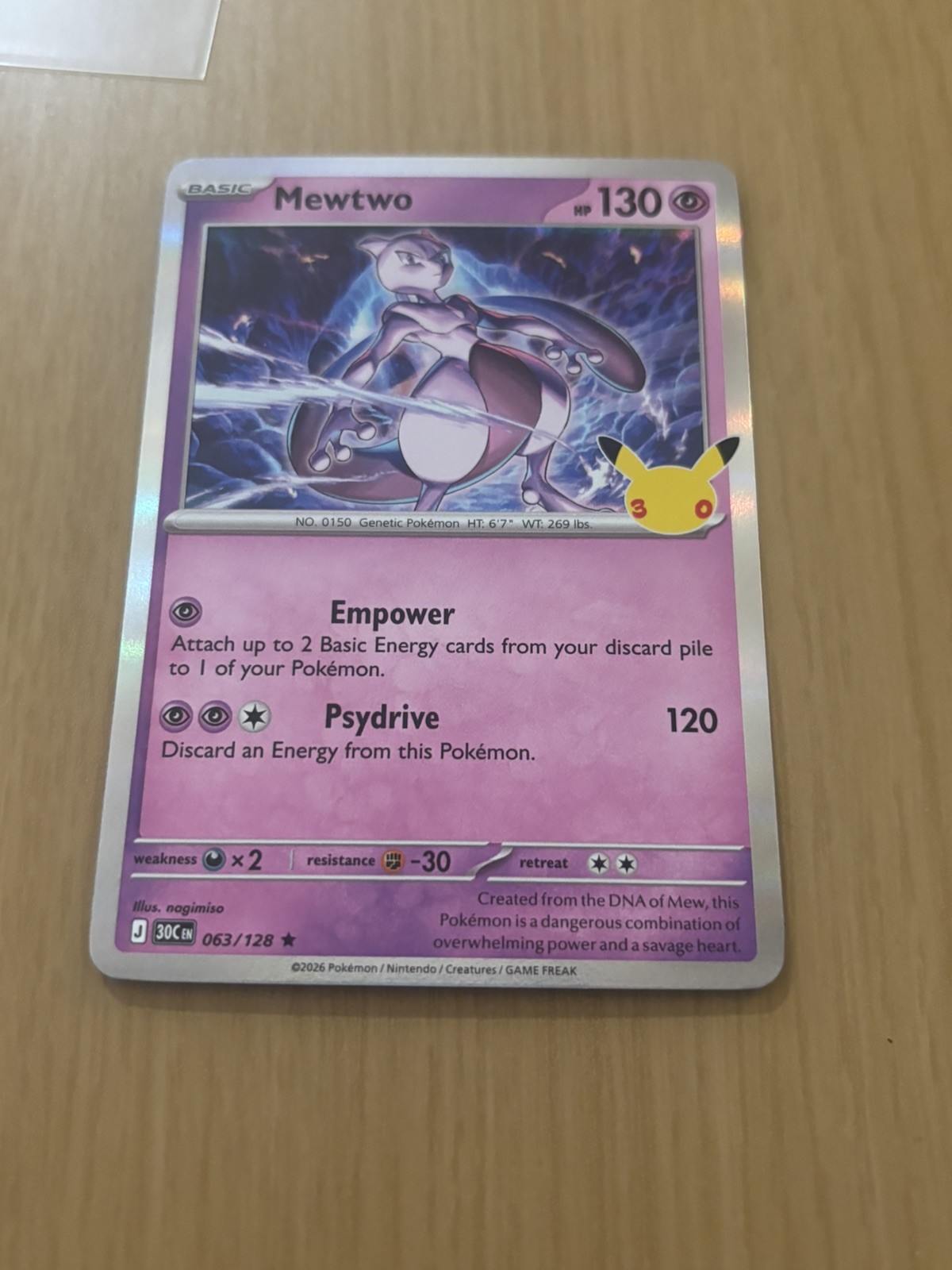 Pokemon TCG 30th Celebration NM Mewtwo Holo 063/128 Anniversary Set 