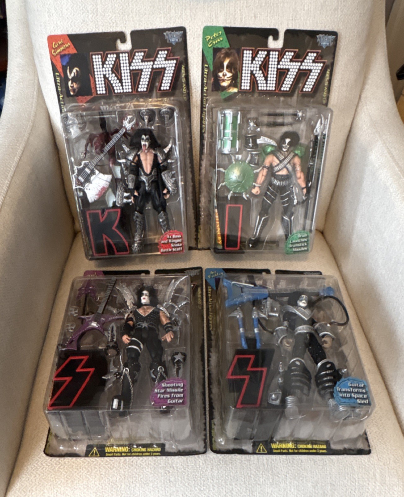 Set di figure in scatola ultra-azione KISS Gene Simmons/Criss/Stanley/Frehley