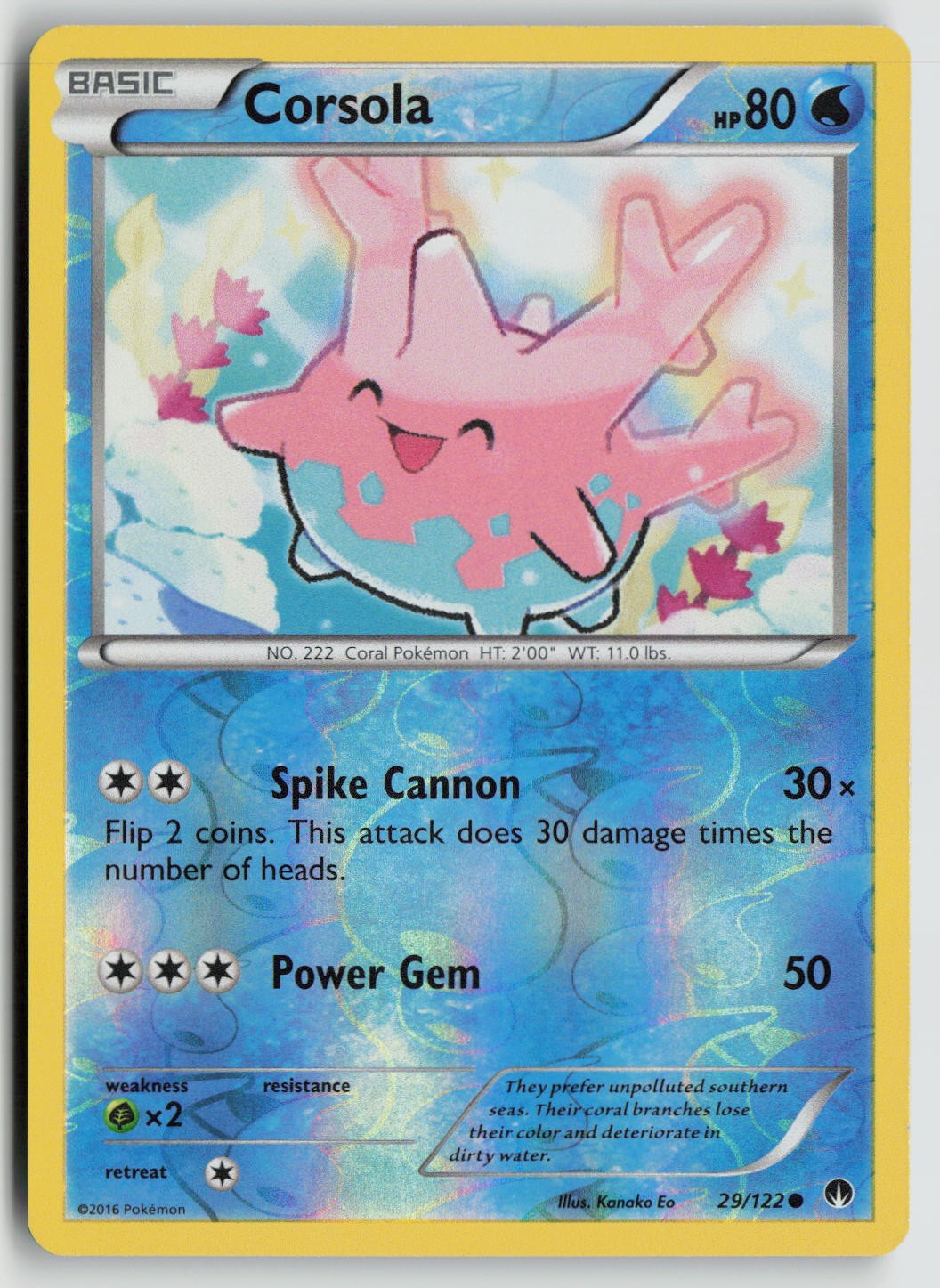 Corsola XY - BREAKpoint 29/122 Reverse Holo quasi nuovo