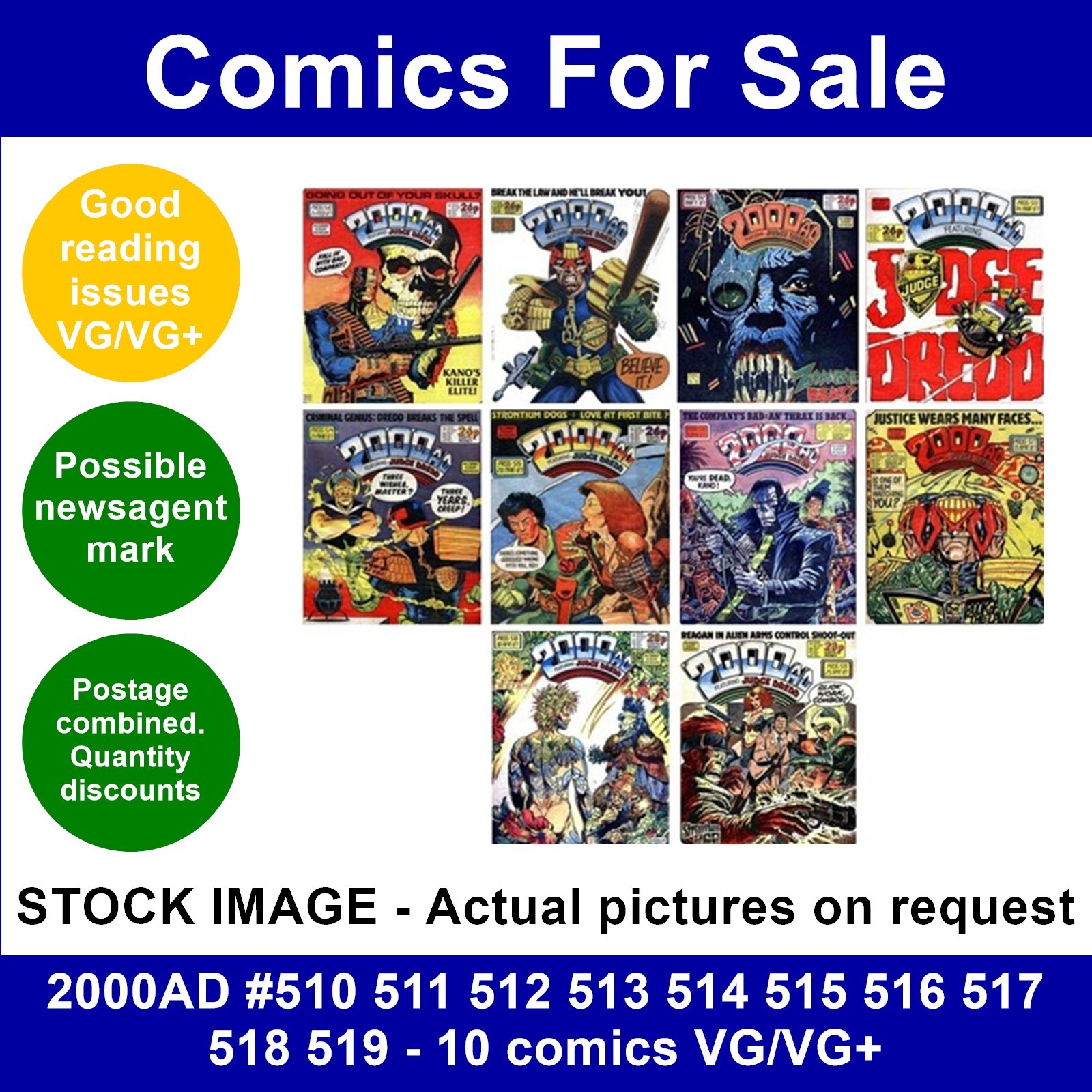 2000AD #510 511 512 513 514 515 516 517 518 519 - 10 comics VG/VG+