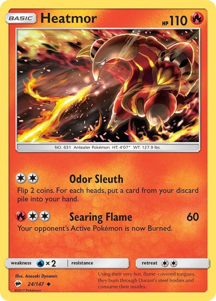 Heatmor 24/147 Uncommon Burning Shadows Pokemon Lightly Played