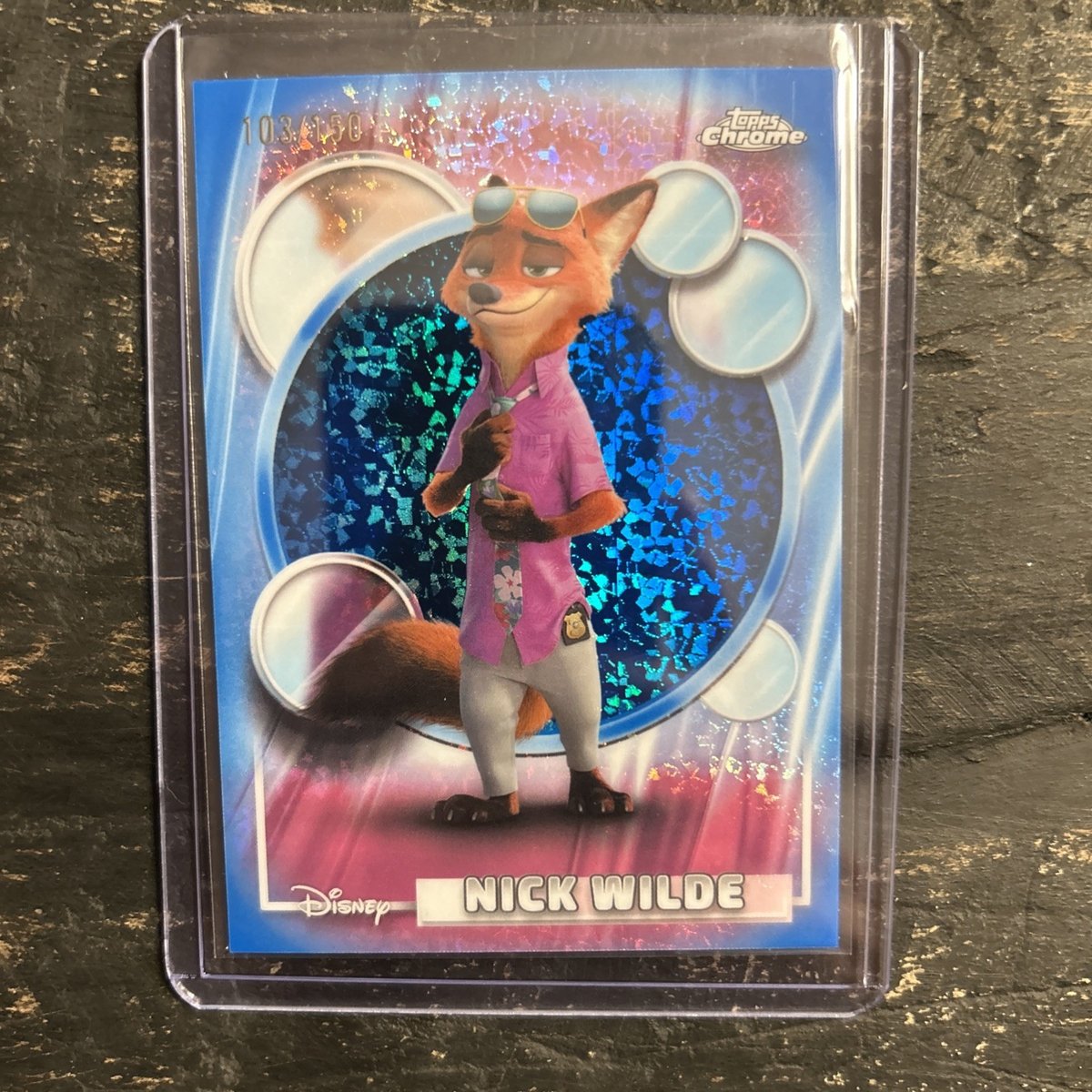 2026 Topps Chrome Disney Nick Wilde Blue Mini Diamond Refractor /150 