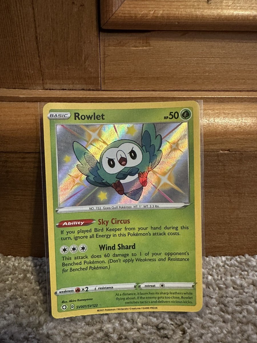 Rowlet SV001/SV122 Shining Fates Shiny Vault Holo Rare English Edition