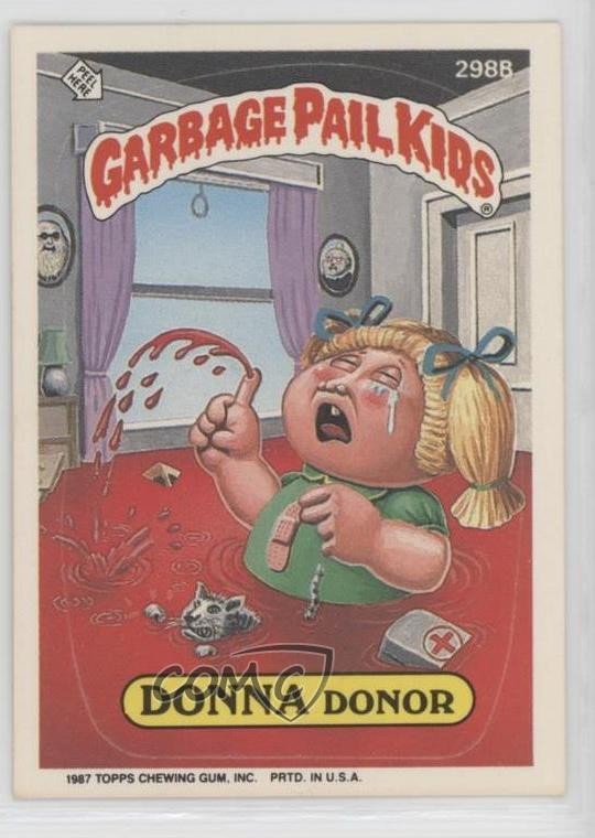 1987 Topps Garbage Pail Kids Series 8 Donna Donor (Top Right Puzzle Back) yf0