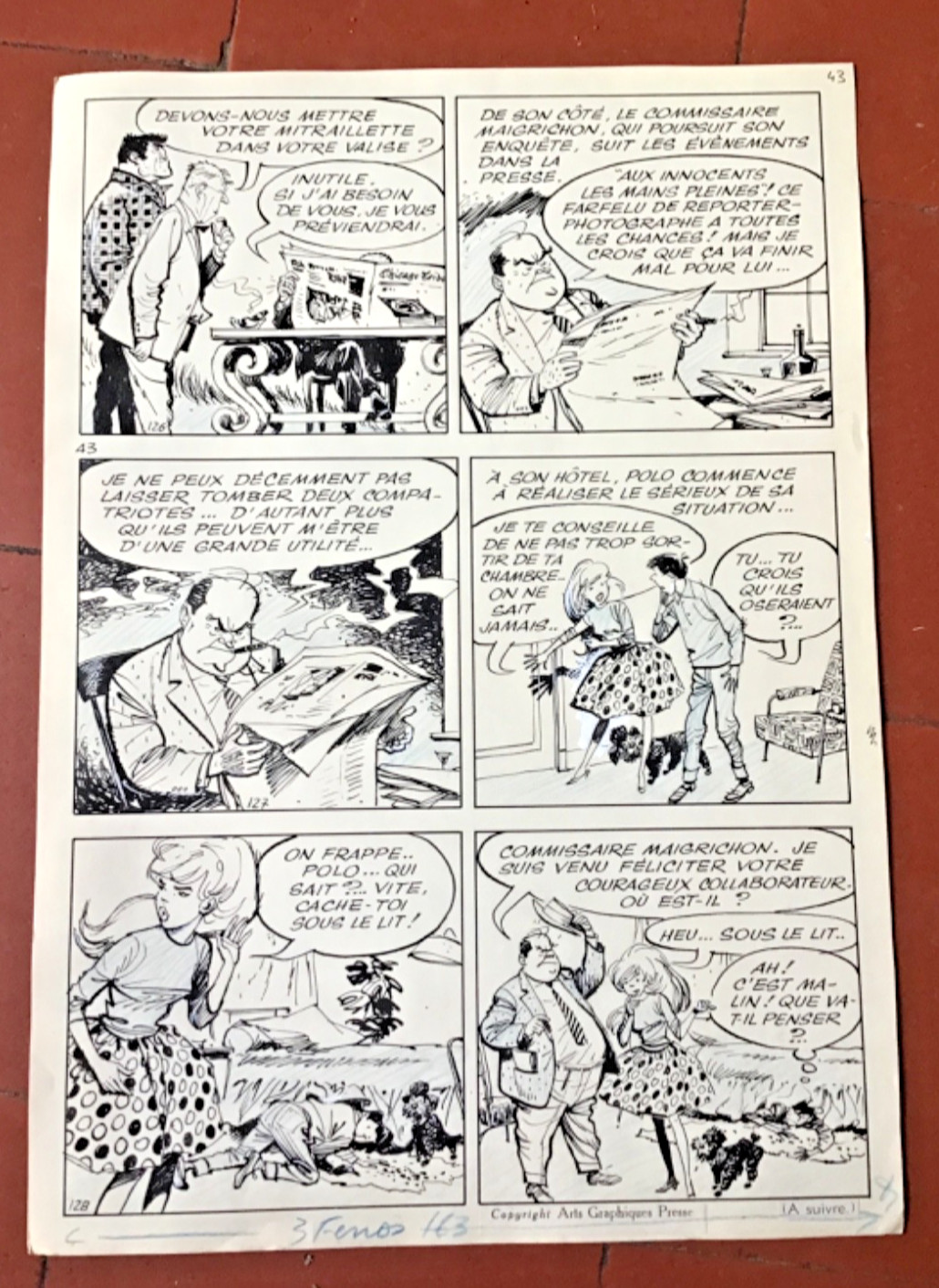 GLOESNER. Cri-Cri Reporter. Planche 43  publiée dans Nano et Nanette. 25 x 35,5