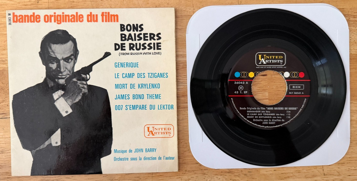 45 7" FRENCH EP SOUNDTRACK FROM RUSSIA WITH LOVE JAMES BOND 007 SEAN CONNERY