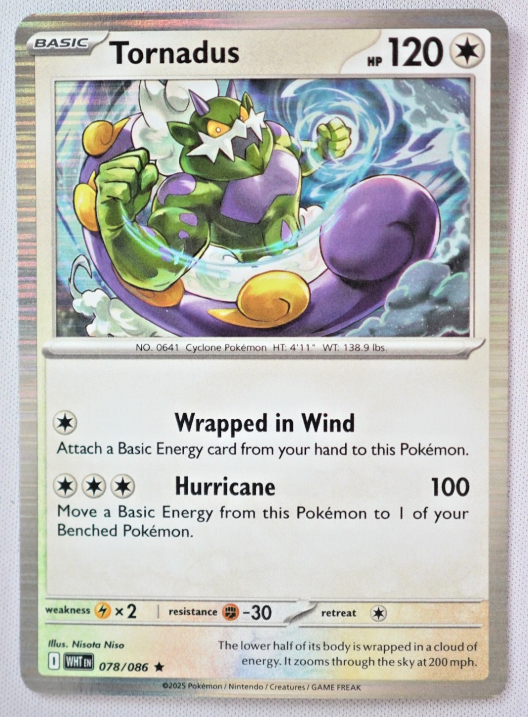 Tornadus White Flare 078/086 Raro LP Holo