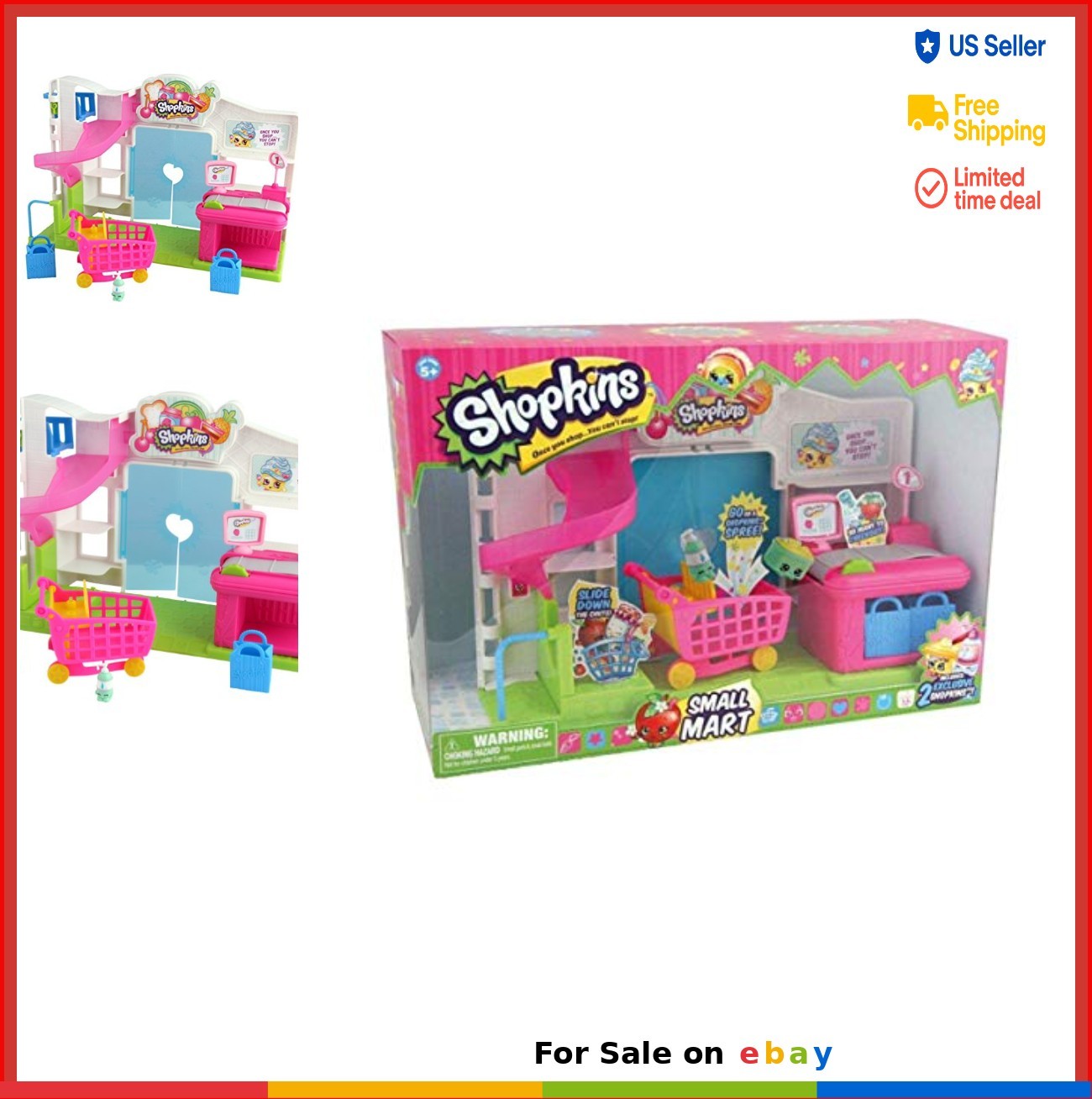 Shopkins Supermercato Playset 2 Personaggi Esclusivi Guida Carrello della Spesa