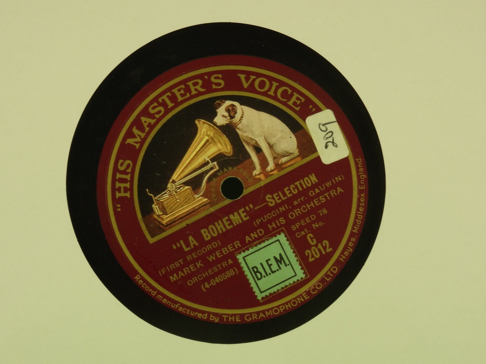 MAREK WEBER AND ORCHESTRA LA BOHEME SELECTION 78RPM (441/1) (441) 2 TRACK 78 RPM