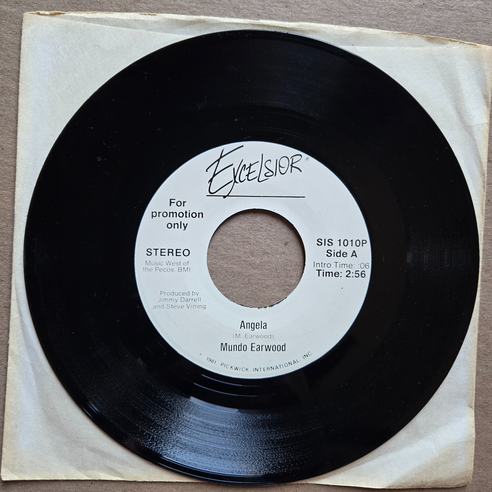 MUNDO EARWOOD Angela DJ PROMO Excelsior 45 7" COUNTRY Vinyl Record