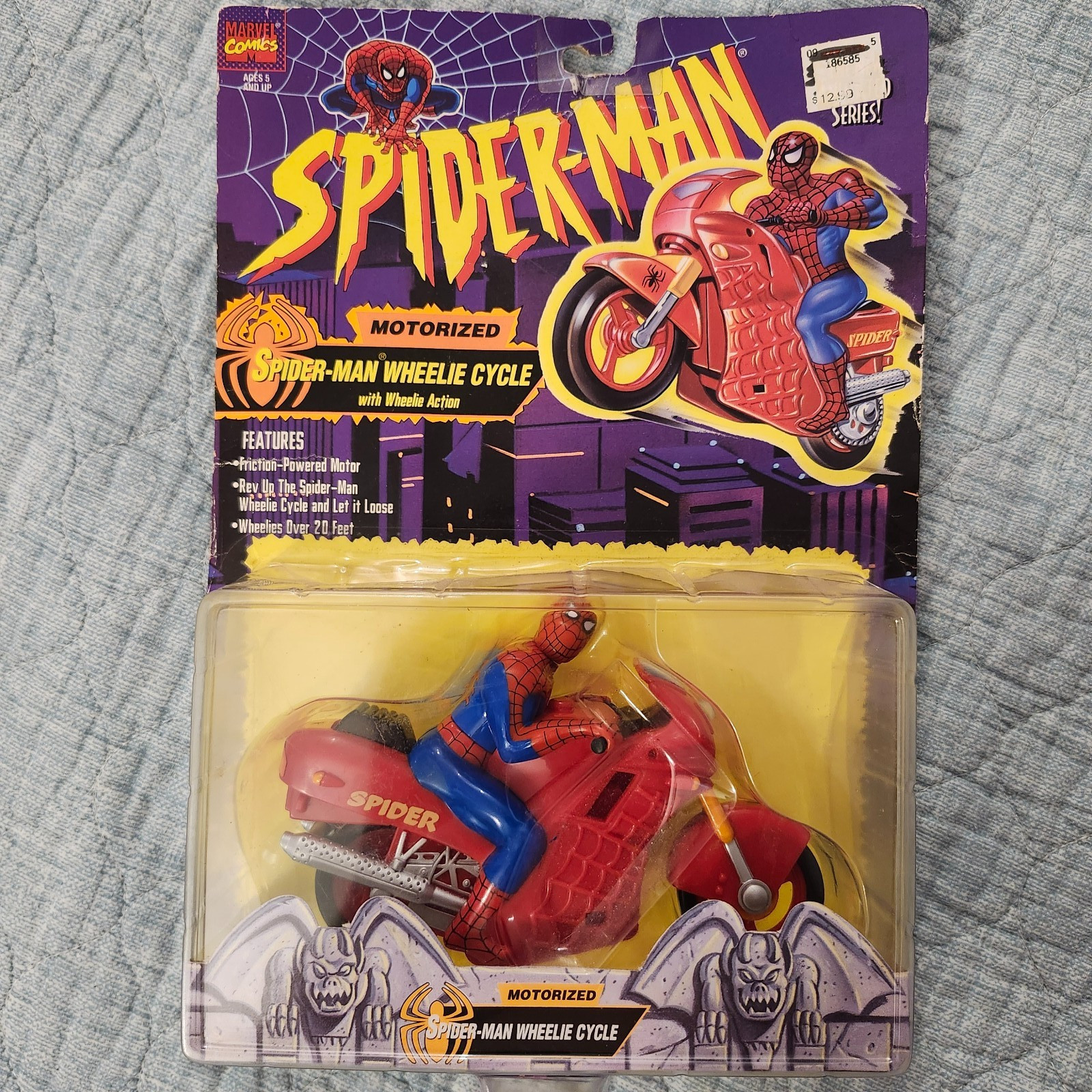 Modellino Marvel Comics Spider-Man Wheelie Cycle 1995 di Toybiz cardato sigillato RARO