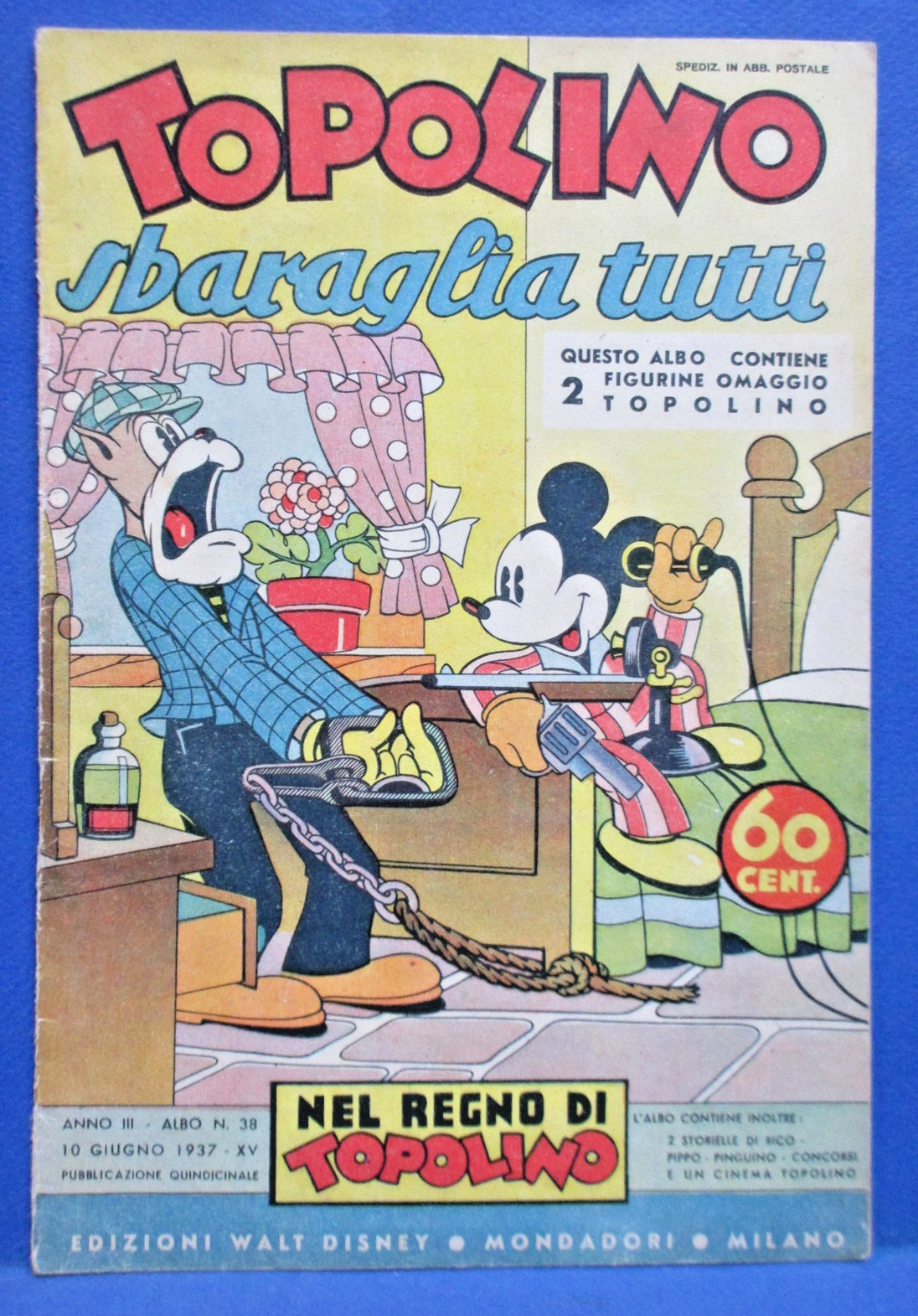 TOPOLINO SBARAGLIA Nel Regno di Topolino 38 DISNEY MONDADORI 1937 ottimo !!