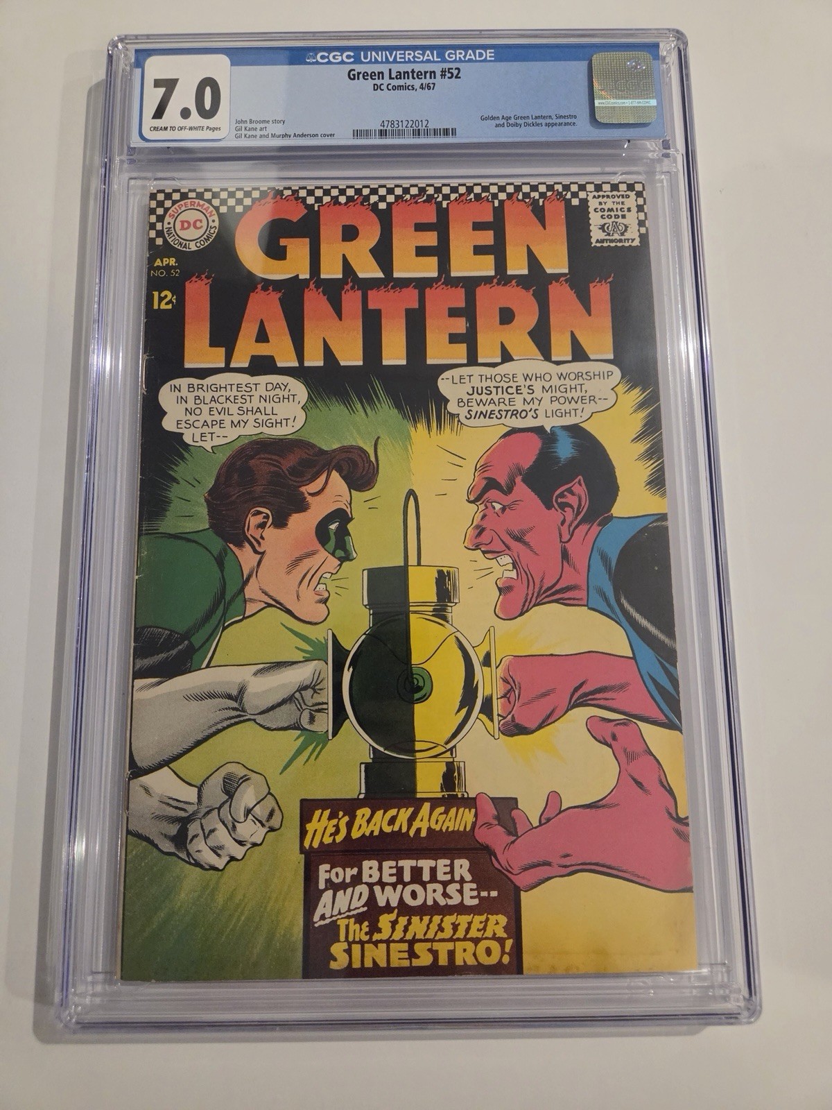 Lanterna Verde #52 CGC 7.0 1967 DC Comics Gil Kane copertina art
