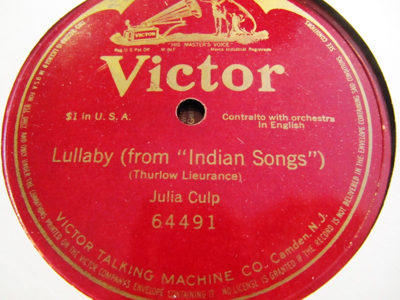 1915 JULIA CULP Dutch Nightingale Thurlow Lieurance 9 INDIAN SONGS LULLABY 64491